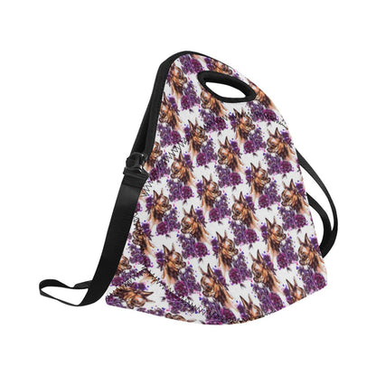 Chihuahua Purple Floral Neoprene Lunch Bag (Model 1669)(Large)-JTAMIGO.COM