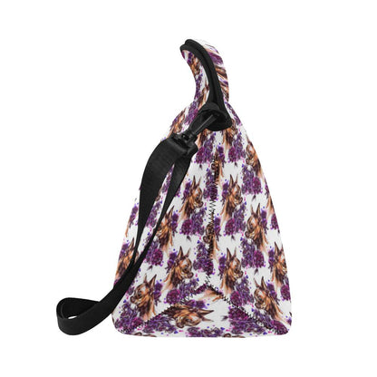 Chihuahua Purple Floral Neoprene Lunch Bag (Model 1669)(Large)-JTAMIGO.COM