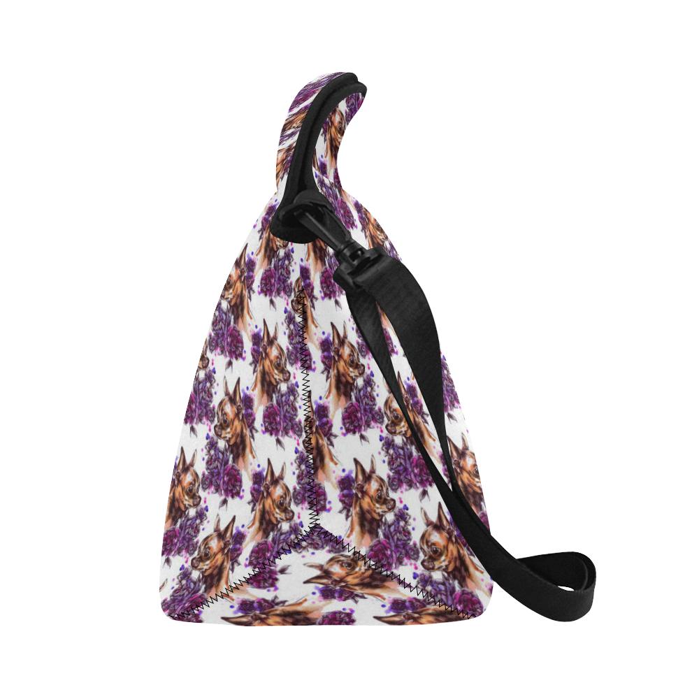 Chihuahua Purple Floral Neoprene Lunch Bag (Model 1669)(Large)-JTAMIGO.COM