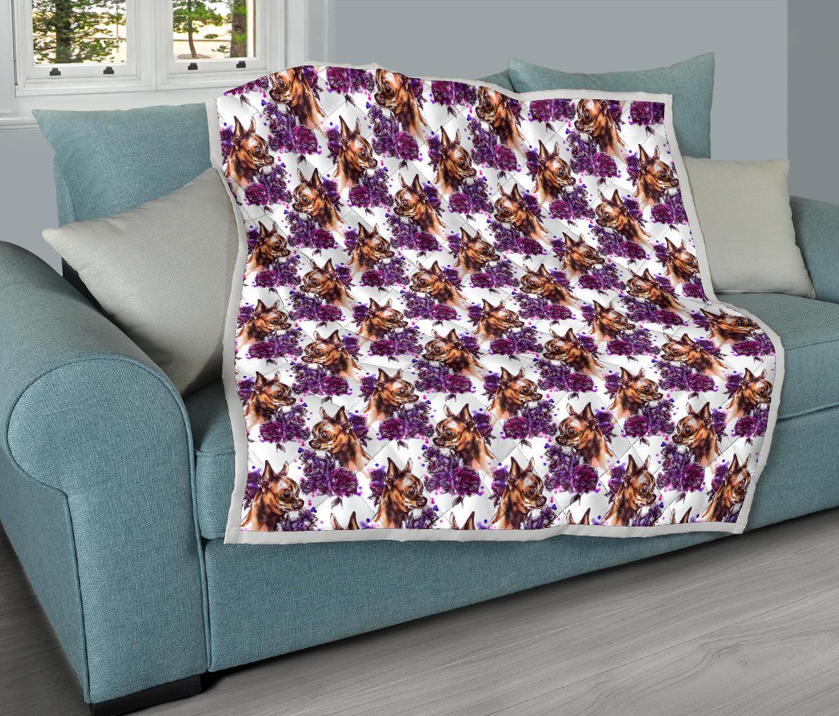 Chihuahua Purple Floral Premium Quilt-JTAMIGO.COM