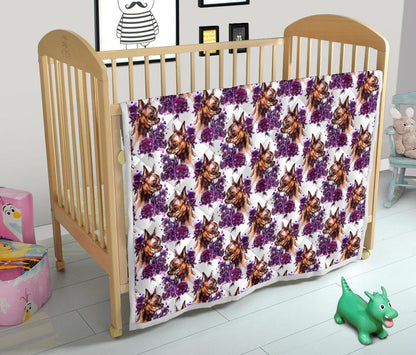 Chihuahua Purple Floral Premium Quilt-JTAMIGO.COM