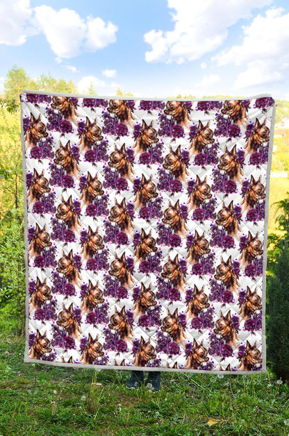 Chihuahua Purple Floral Premium Quilt-JTAMIGO.COM