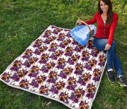 Chihuahua Purple Floral Premium Quilt-JTAMIGO.COM