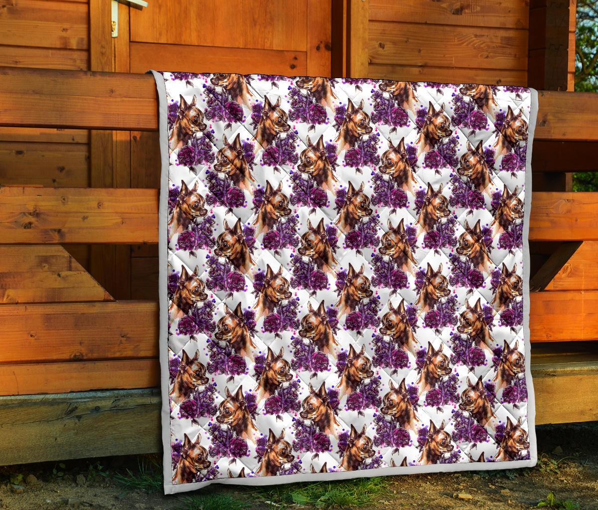 Chihuahua Purple Floral Premium Quilt-JTAMIGO.COM