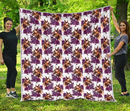 Chihuahua Purple Floral Premium Quilt-JTAMIGO.COM