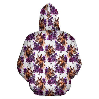 Chihuahua Purple Floral Pullover Hoodie