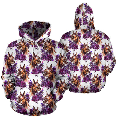 Chihuahua Purple Floral Pullover Hoodie