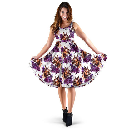 Chihuahua Purple Floral Sleeveless Dress
