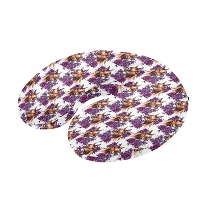 Chihuahua Purple Floral U-Shaped Travel Neck Pillow-JTAMIGO.COM