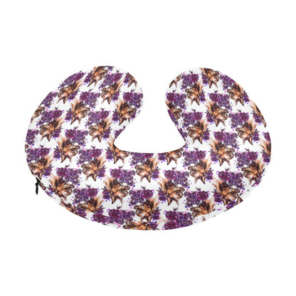 Chihuahua Purple Floral U-Shaped Travel Neck Pillow-JTAMIGO.COM