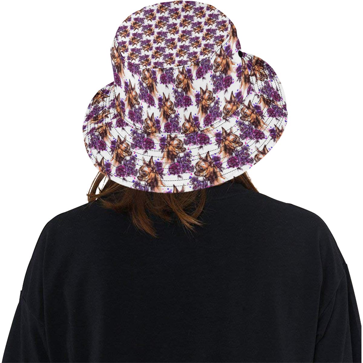 Chihuahua Purple Floral Unisex Bucket Hat