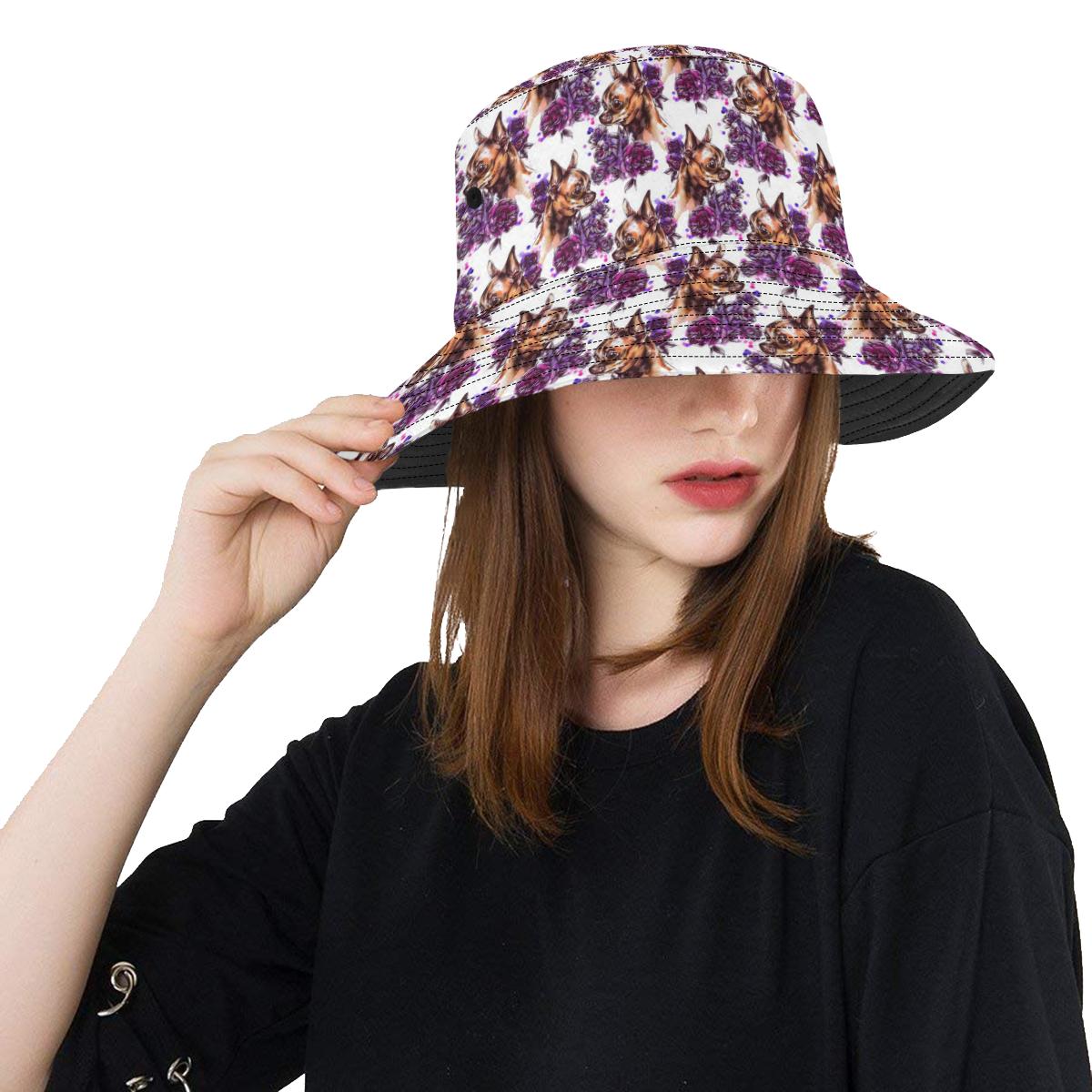 Chihuahua Purple Floral Unisex Bucket Hat