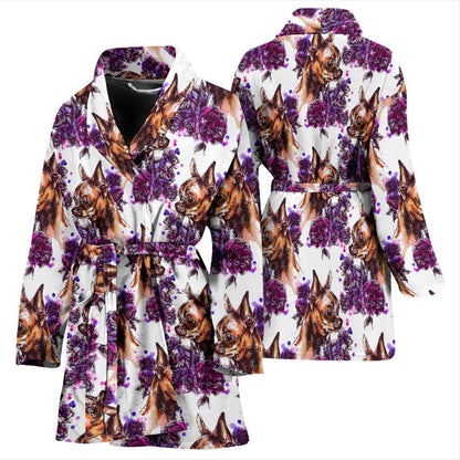 Chihuahua Purple Floral Women Bath Robe-JTAMIGO.COM