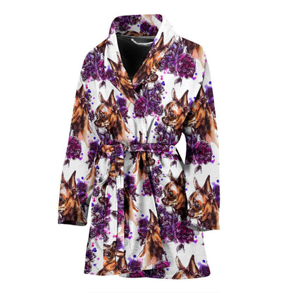 Chihuahua Purple Floral Women Bath Robe-JTAMIGO.COM