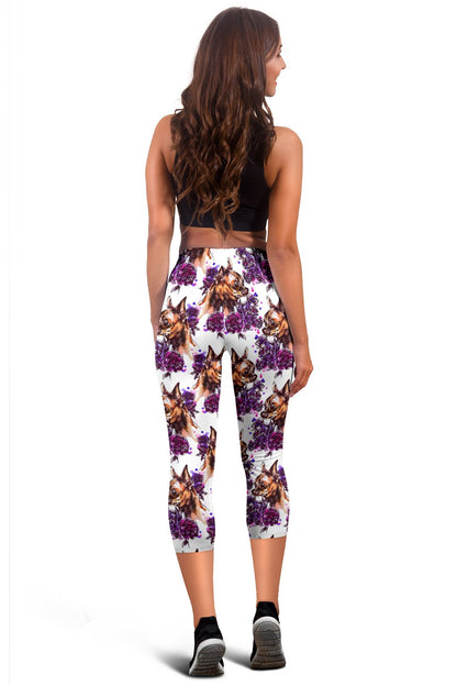 Chihuahua Purple Floral Women Capris