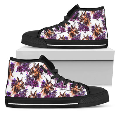 Chihuahua Purple Floral Women High Top Shoes