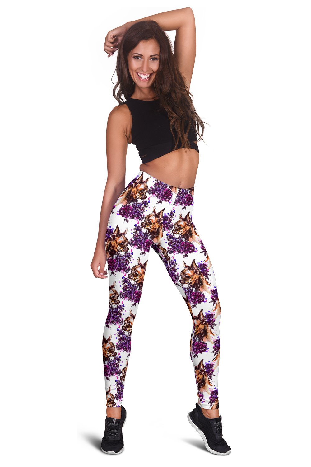 Chihuahua Purple Floral Women Leggings