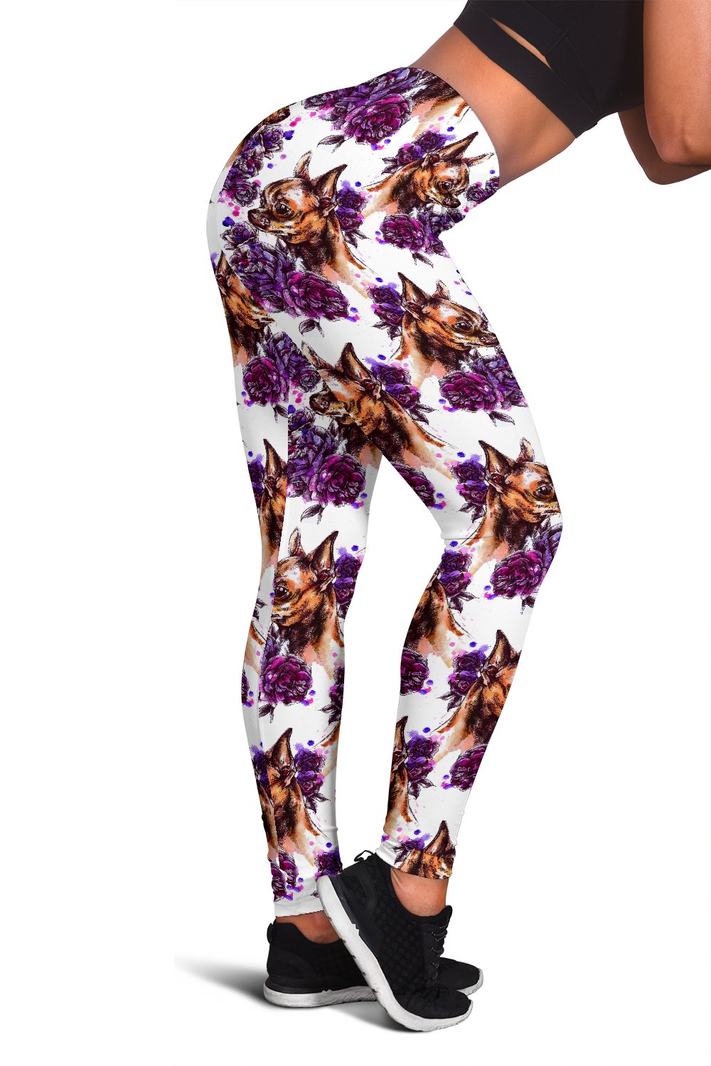 Chihuahua Purple Floral Women Leggings