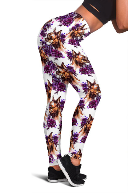 Chihuahua Purple Floral Women Leggings
