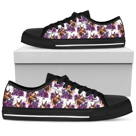 Chihuahua Purple Floral Women Low Top Shoes