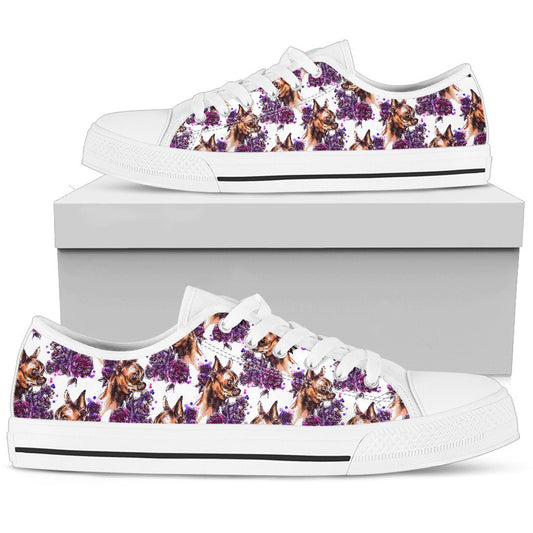 Chihuahua Purple Floral Women Low Top Shoes