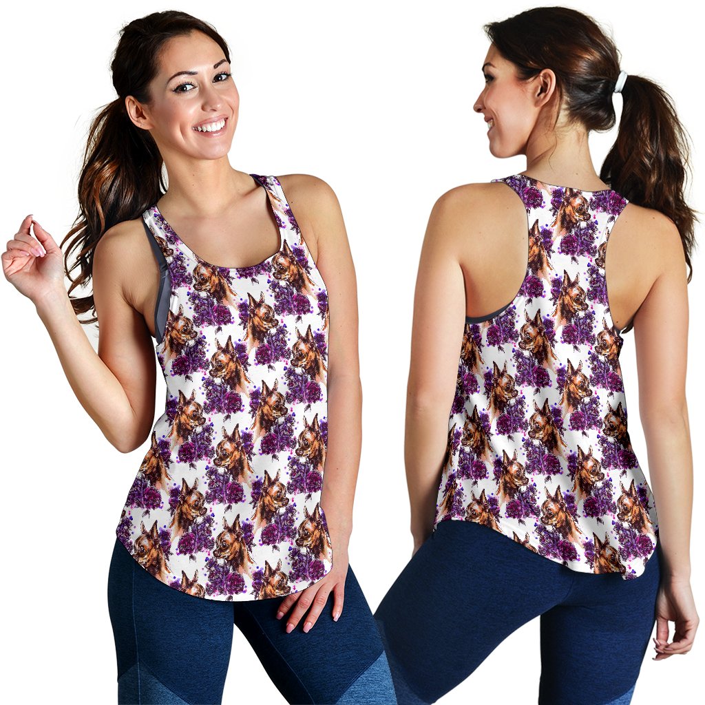 Chihuahua Purple Floral Women Racerback Tank Top