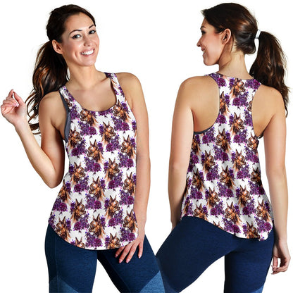Chihuahua Purple Floral Women Racerback Tank Top