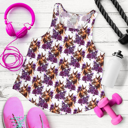 Chihuahua Purple Floral Women Racerback Tank Top