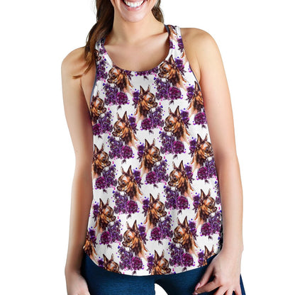 Chihuahua Purple Floral Women Racerback Tank Top