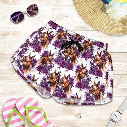 Chihuahua Purple Floral Women Shorts-JTAMIGO.COM