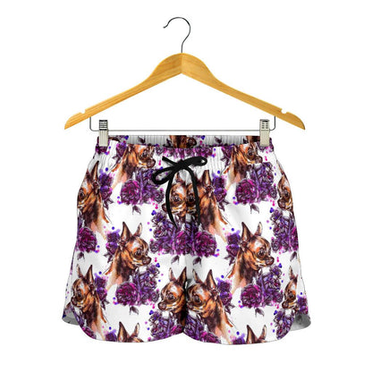 Chihuahua Purple Floral Women Shorts-JTAMIGO.COM
