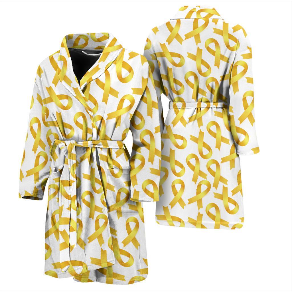 Childhood cancer Pattern Print Design 02 Men Bathrobe-JORJUNE.COM