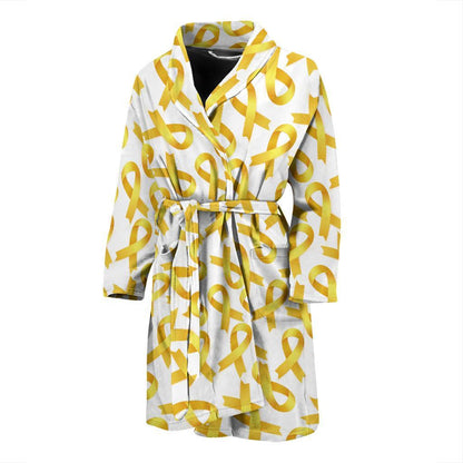 Childhood cancer Pattern Print Design 02 Men Bathrobe-JORJUNE.COM