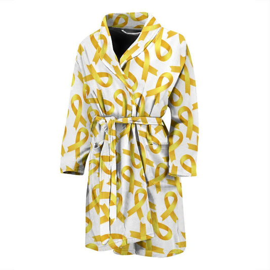 Childhood cancer Pattern Print Design 02 Men Bathrobe-JORJUNE.COM