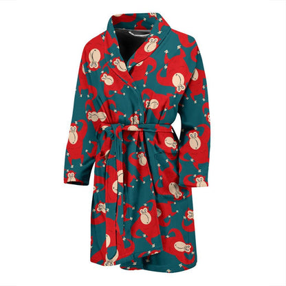 Chimpanzee Pattern Print Design 04 Men Bathrobe-JORJUNE.COM