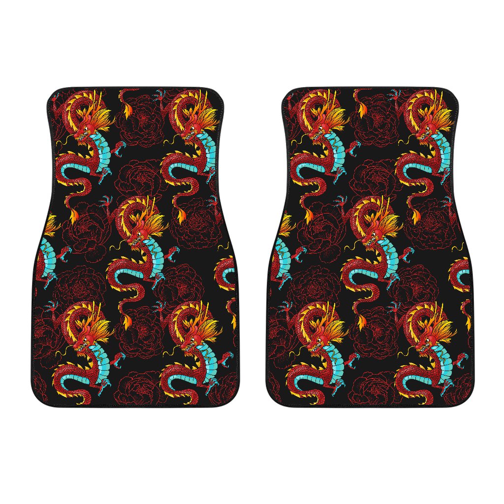 Chinese Dragons and Peonies Design Car Floor Mats