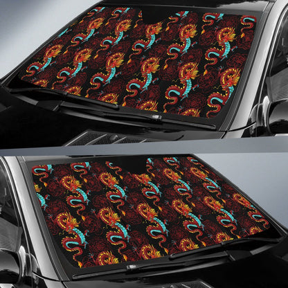 Chinese Dragons and Peonies Design Car Sun Shade For Windshield