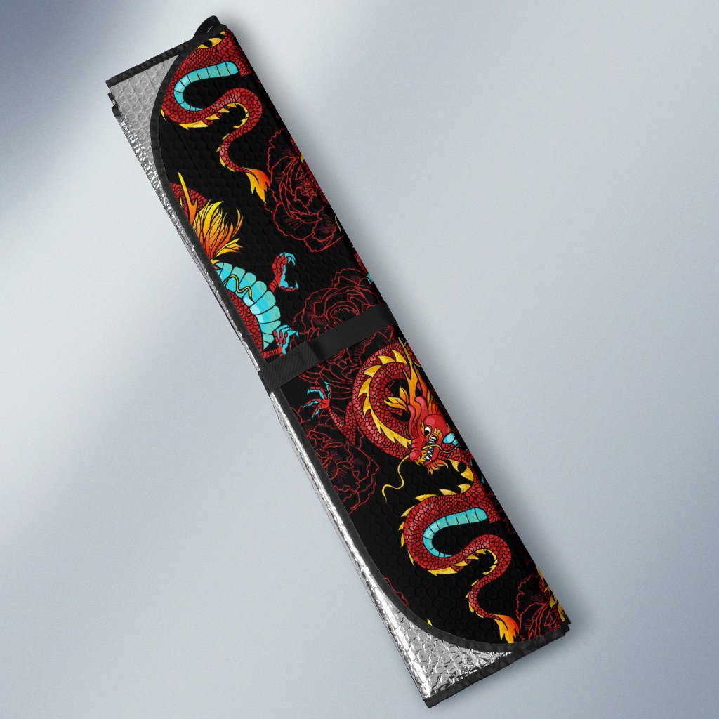 Chinese Dragons and Peonies Design Car Sun Shade For Windshield