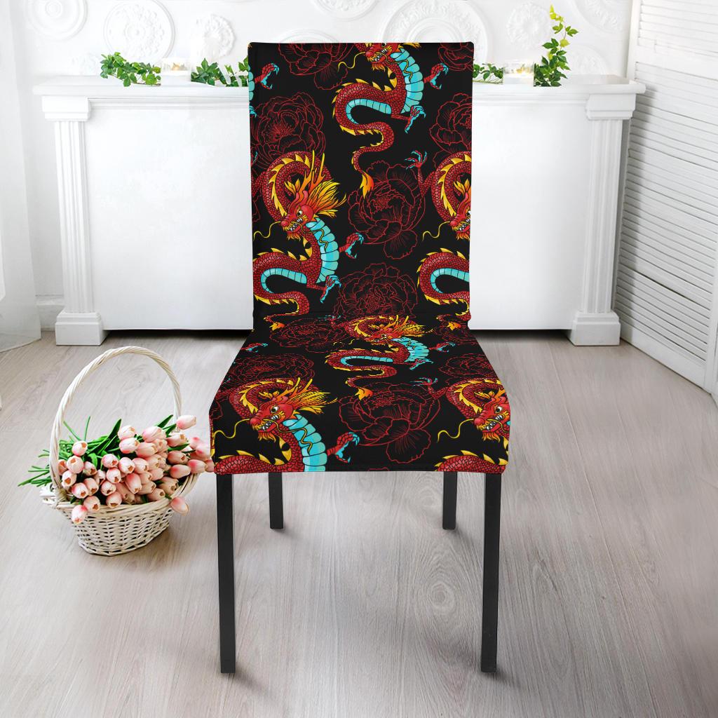 Chinese Dragons and Peonies Design Dinning Chair Slipper-JTAMIGO.COM
