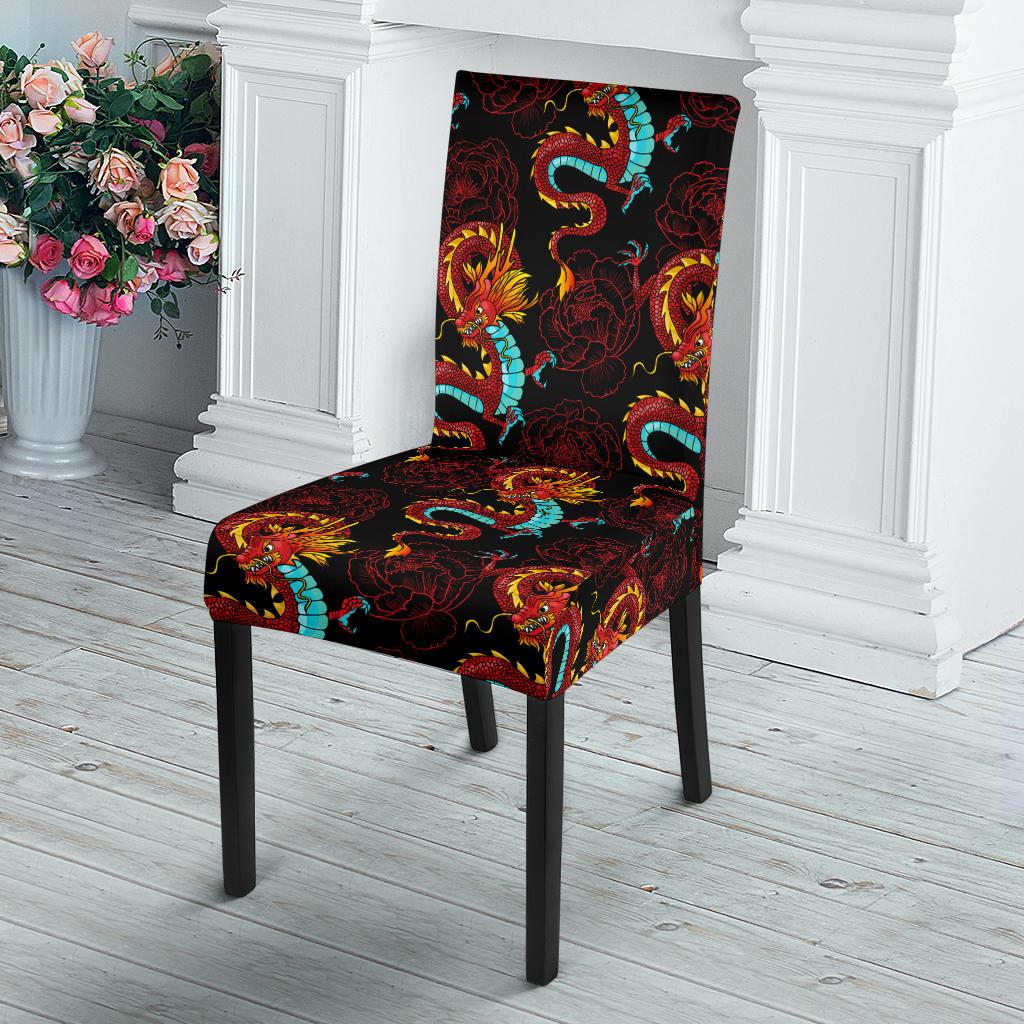 Chinese Dragons and Peonies Design Dinning Chair Slipper-JTAMIGO.COM