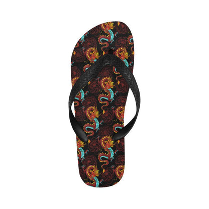 Chinese Dragons and Peonies Design Flip Flops-JTAMIGO.COM