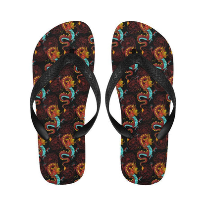 Chinese Dragons and Peonies Design Flip Flops-JTAMIGO.COM