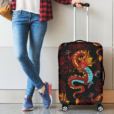 Chinese Dragons And Peonies Design Luggage Cover Protector