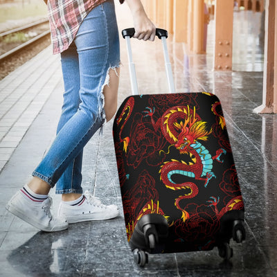 Chinese Dragons And Peonies Design Luggage Cover Protector