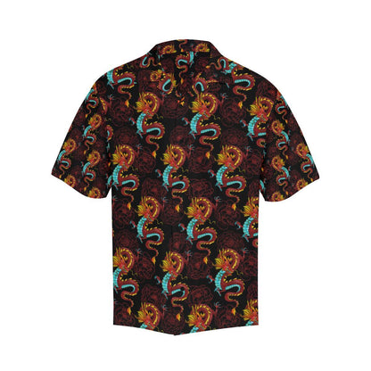 Chinese Dragons and Peonies Design Men Aloha Hawaiian Shirt
