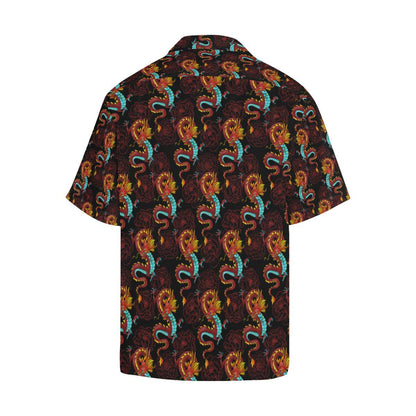 Chinese Dragons and Peonies Design Men Aloha Hawaiian Shirt