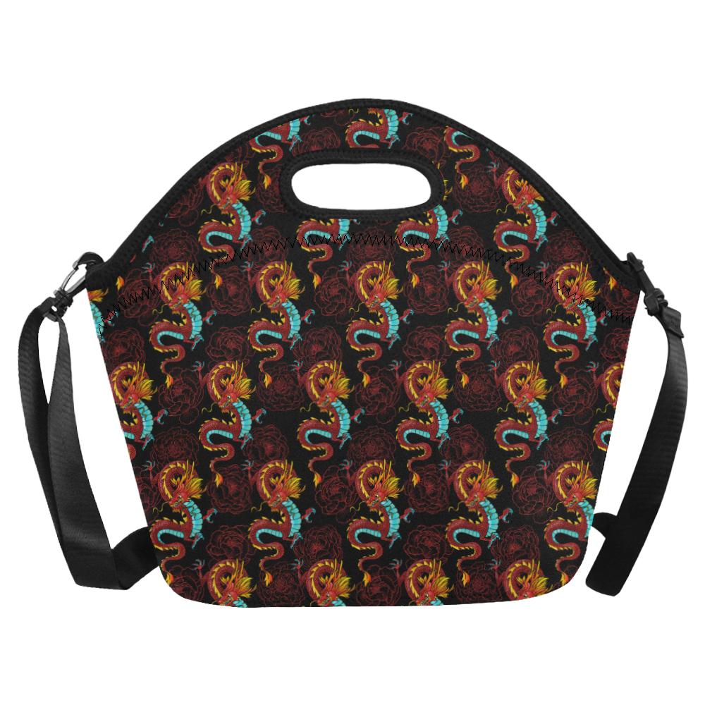 Chinese Dragons and Peonies Design Neoprene Lunch Bag (Model 1669)(Large)-JTAMIGO.COM
