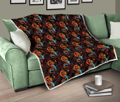 Chinese Dragons and Peonies Design Premium Quilt-JTAMIGO.COM
