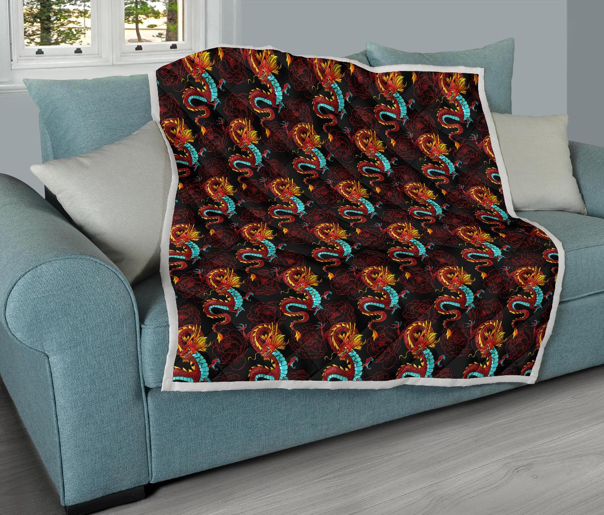 Chinese Dragons and Peonies Design Premium Quilt-JTAMIGO.COM