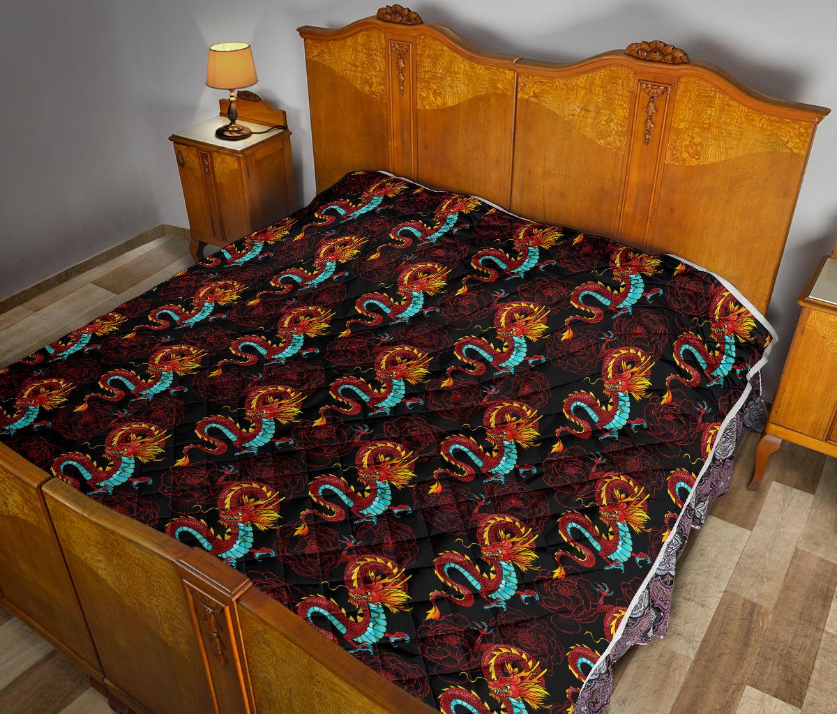 Chinese Dragons and Peonies Design Premium Quilt-JTAMIGO.COM